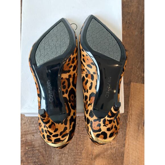 Calvin Klein NIB "Gayle" Winter Leopard haircalf hair-on-hide pointy heel 7M - Picture 6 of 9